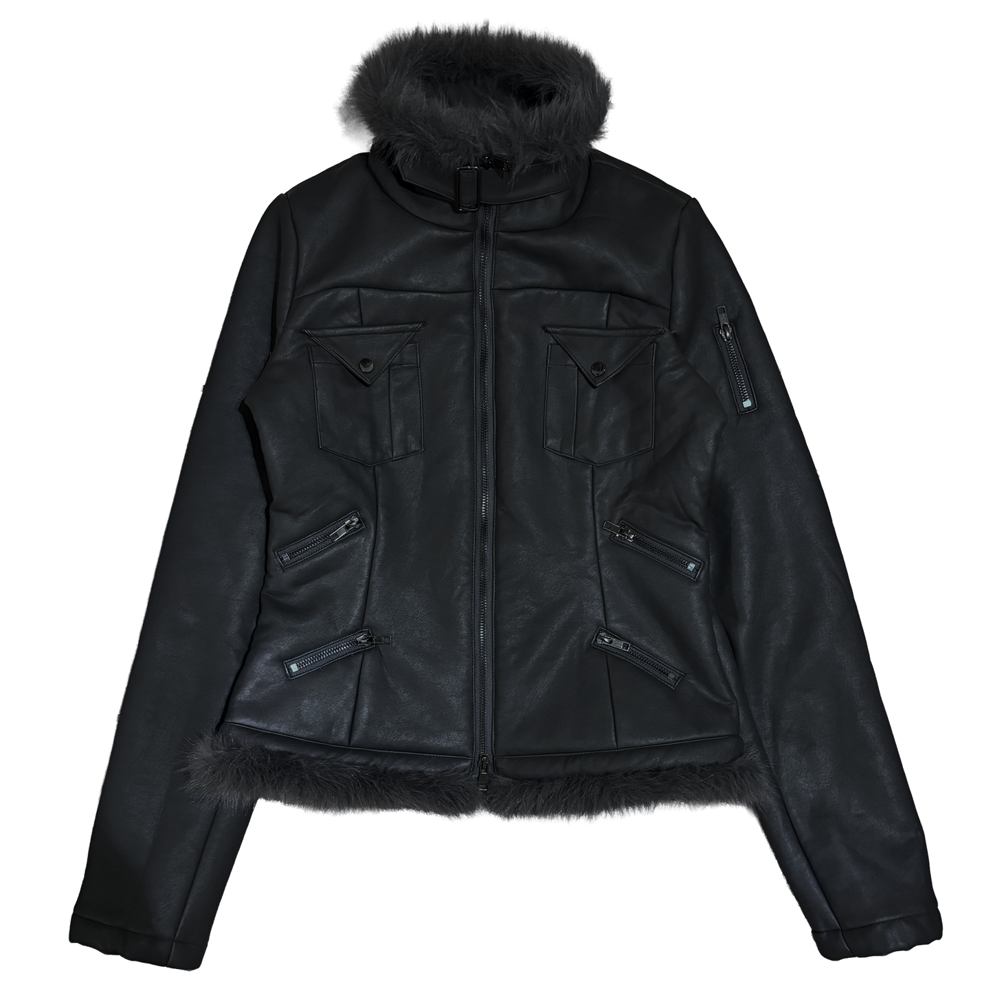 "METROPUNK" VEGAN LEATHER FUR JACKET.