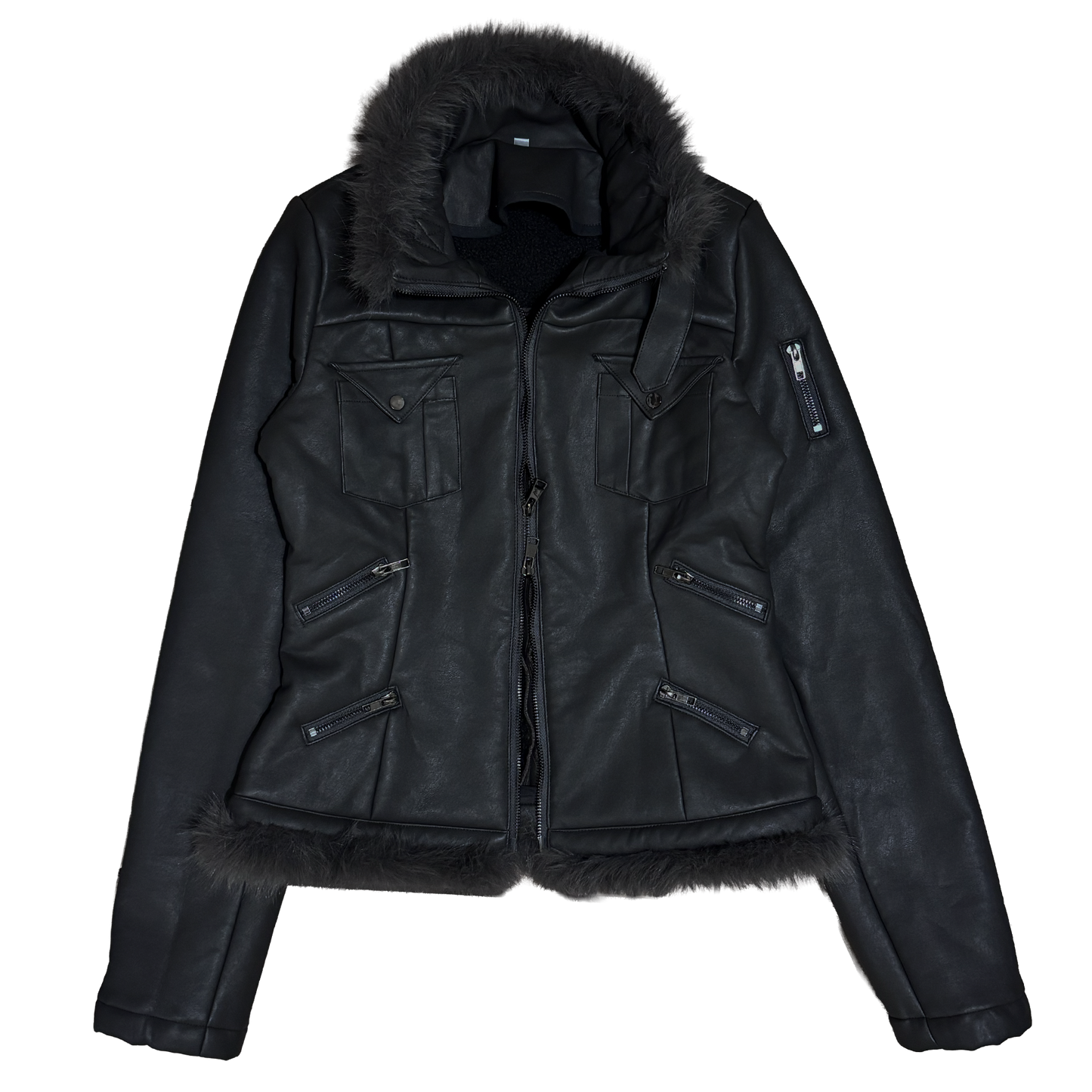 "METROPUNK" VEGAN LEATHER FUR JACKET.