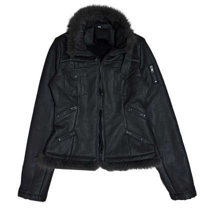 "METROPUNK" VEGAN LEATHER FUR JACKET.